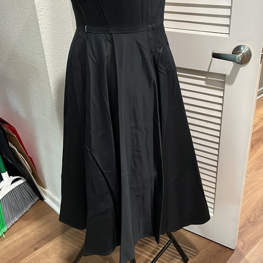 White House Black Market black spaghetti strap lined cotton A-line dress 8 - Picture 5 of 8